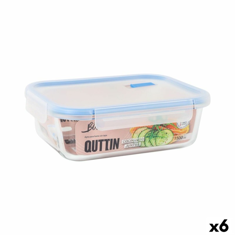 Hermetic Lunch Box Quttin Boho Transparent Rectangular 1,5 L (6 Uni... Hermetic Lunch Box Quttin Boho Transparent Rectangular 1,5 L (6 Uni...