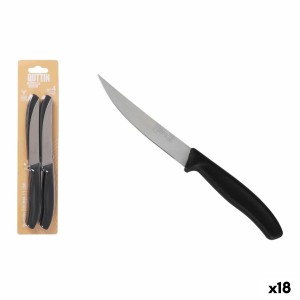 Ensemble de couteaux à viande Quttin 11 cm Noir Argenté Acier inoxy...