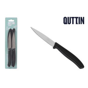 Schälmesserset Quttin Basic Schwarz Silberfarben Edelstahl 9 cm 4 S...