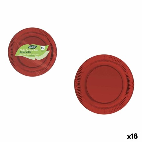 Plate set Algon Red 23 cm 10 Pieces (18 Units) |  Plates, platters ...