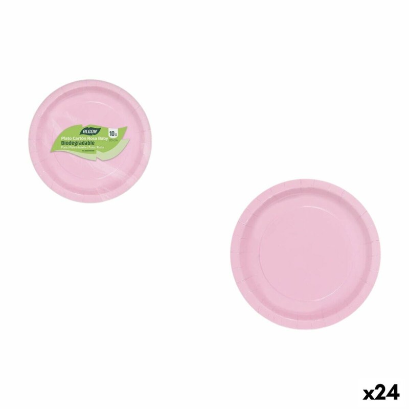 Plate set Algon Pink 20 cm 10 Pieces (24 Units) |  Plates, platters...
