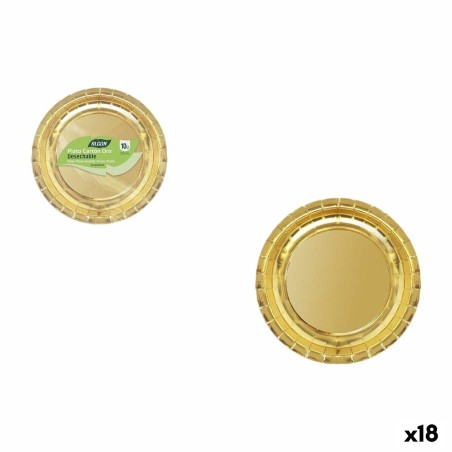 Plate set Algon Golden 20 cm 10 Pieces (18 Units)