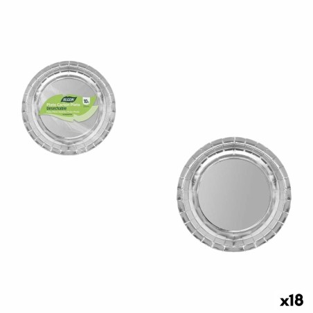 Plate set Algon Silver 20 cm 10 Pieces (18 Units) |  Plates, platte...