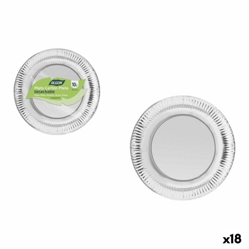 Plate set Algon Silver 23 cm 10 Pieces (18 Units) |  Plates, platte...
