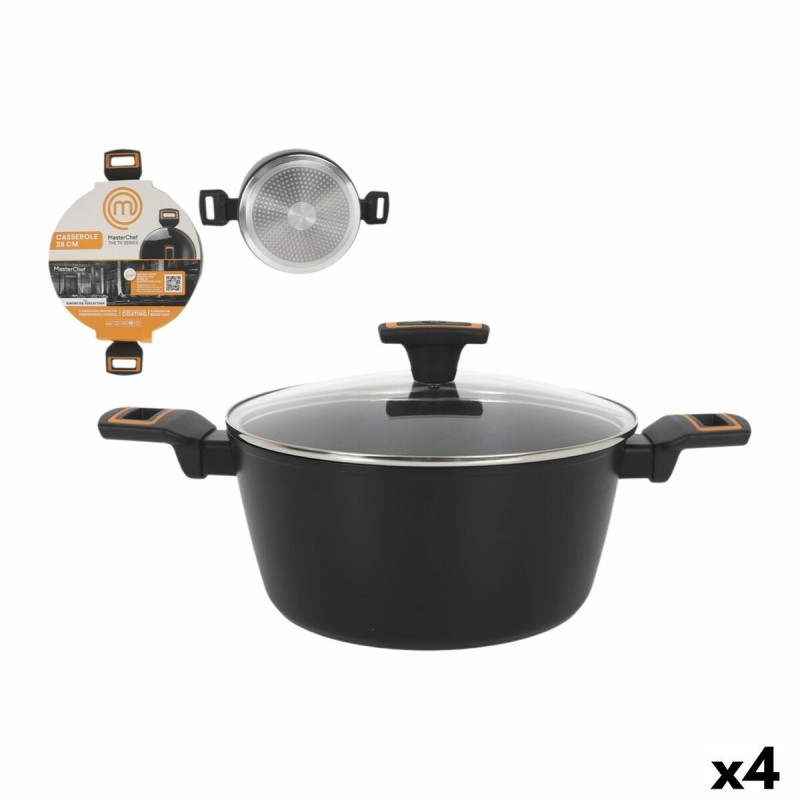 Casserole with lid MasterChef 28 cm 2,5 mm (4 Units) |  Pans and ca...