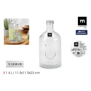 Glass Bottle La Mediterránea Metal Glass 1,4 L (12 Units) |  Glasse...