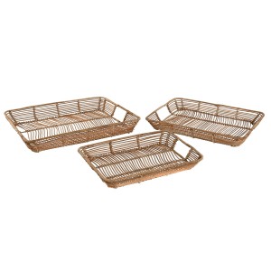 Set of trays Home ESPRIT Natural Metal 44 x 32 x 6 cm (3 Units) |  ...