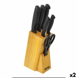 Set of Kitchen Knives and Stand Quttin Nero Black 7 Pieces (2 Units...