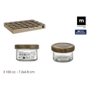 Glass Jar La Mediterránea WOOD 100 ml (72 Units) |  Lunch boxes, fo...