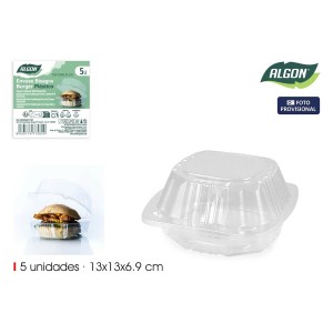 Reusable Food Trays Algon BURGER 13 x 13 x 6,9 cm (5 Pieces) (24 Un...