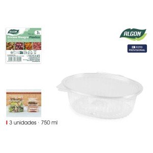 Mehrweg-Lebensmittelschalen Algon OPS 750 ml 18,7 x 15,3 x 5 cm (3 ...