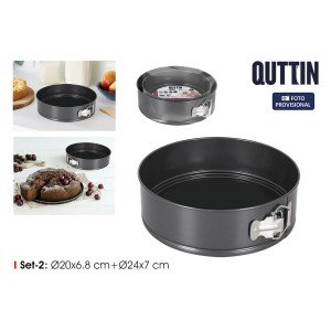 Springform Pan Quttin Black 20 x 6,8+24 x 7 cm 2 Pieces (6 Units) |...