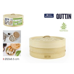 Cuiseur vapeur Quttin Bambou 20 x 8,5 cm (12 Unités) |  Poêles et c...