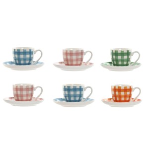 Set aus 6 Teetassen mit Teller Home ESPRIT Blau Weiß grün Orange Ro...