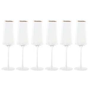 Set of cups Home ESPRIT Transparent Golden Crystal 400 ml (6 Units)...
