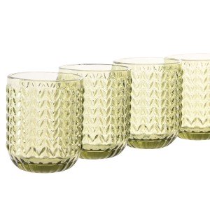 Gläserset Home ESPRIT grün Kristall Mit Relief 275 ml (6 Stück) |  ...