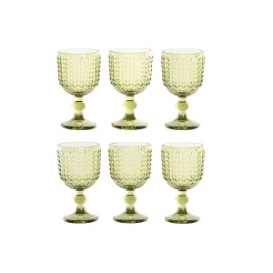 Set of cups Home ESPRIT Green Crystal 260 ml (6 Units) |  Glasses, ...