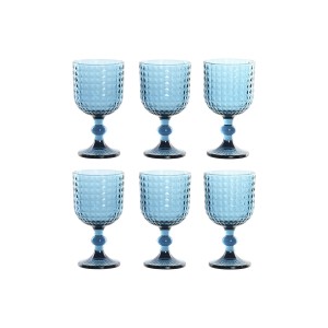 Gläsersatz Home ESPRIT Blau Kristall 380 ml (6 Stück) |  Gläser und...