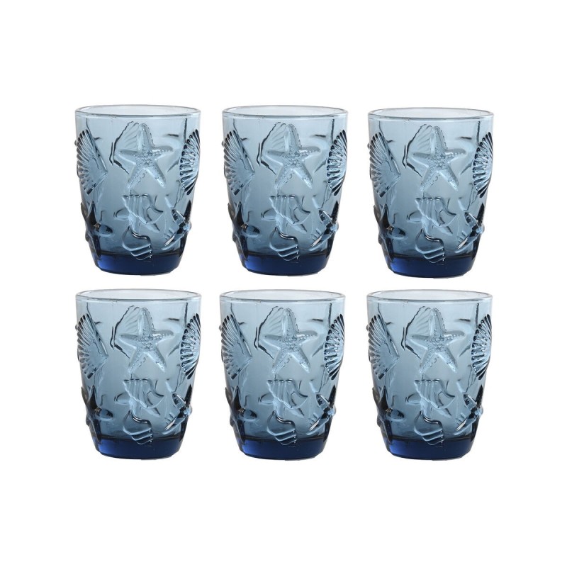 Set of glasses Home ESPRIT Blue Crystal Mediterranean With relief 2... Set of glasses Home ESPRIT Blue Crystal Mediterranean With relief 2...