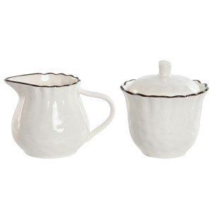 Milchkännchen und Zuckerdose Home ESPRIT Weiß Braun Porzellan 250 m...