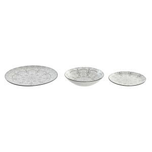 Tableware Home ESPRIT Light grey Porcelain Scandi 18 Pieces |  Plat...