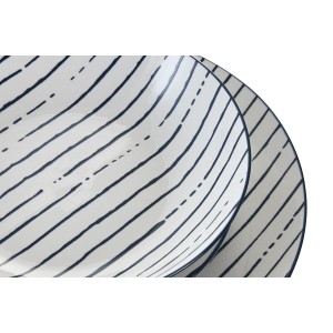 Tableware Home ESPRIT Blue Porcelain Stripes Mediterranean 18 Piece...