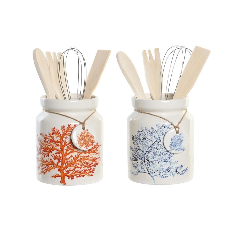 Pot for Kitchen Utensils DKD Home Decor Metal Dolomite MDF Wood 12 ...