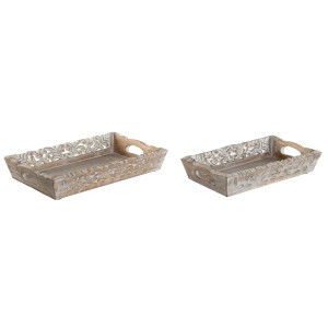 Tablettset Home ESPRIT Weiß natürlich Mango-Holz 40,5 x 25,5 x 6,5 ...