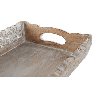 Tablettset Home ESPRIT Weiß natürlich Mango-Holz 40,5 x 25,5 x 6,5 ...