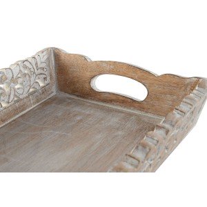 Jeux de plateaux Home ESPRIT Blanc Naturel Bois de manguier 40,5 x ...