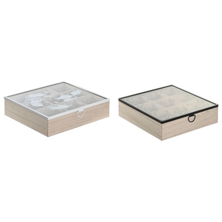 Teebox DKD Home Decor Blau Weiß Schwarz natürlich Metall Kristall H...