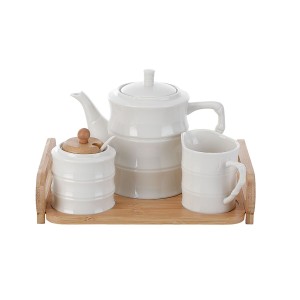 Teapot Home ESPRIT White Bamboo Porcelain |  Glasses, cups and jugs...