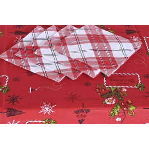 Table linen set DKD Home Decor White Red Green Beige (5 Pieces) (2 ...