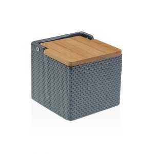 Salière avec couvercle Versa Gris Céramique Bambou Dolomite 11 x 11...