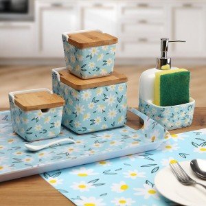 Salt Shaker with Lid Versa DAISY Ceramic 8,8 x 8,5 x 8,8 cm |  Spic...