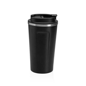 Glas mit Deckel Versa Schwarz Stahl Polypropylen 510 ml |  Gläser u...