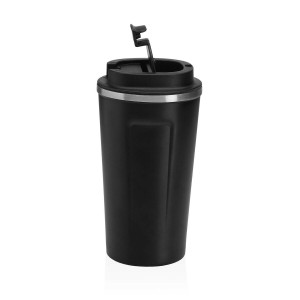 Glas mit Deckel Versa Schwarz Stahl Polypropylen 510 ml |  Gläser u...