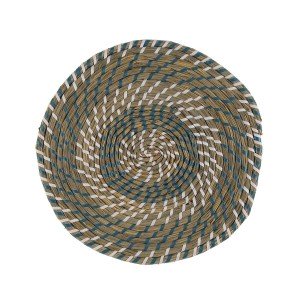 Table Mat Versa Blue White Textile Water hyacinth 38 cm |  Coasters...
