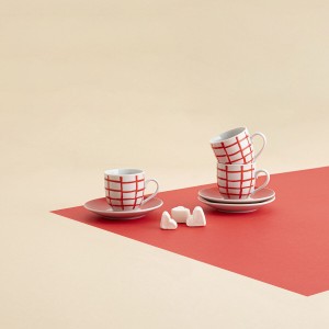 Tasse avec sous-tasse Quid Kansas Rouge Céramique 90 ml (6 Unités) ...