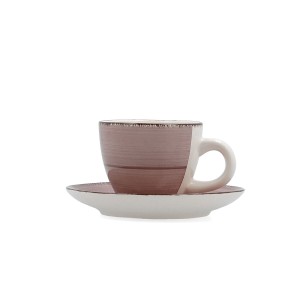 Tasse avec sous-tasse Quid Vita Morning Rose Céramique 90 ml (6 Uni...