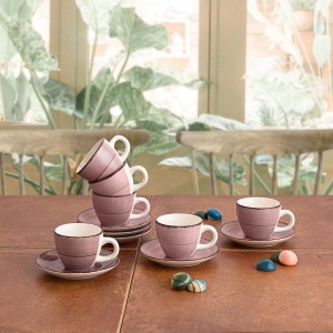 Tasse avec sous-tasse Quid Vita Morning Rose Céramique 90 ml (6 Uni...