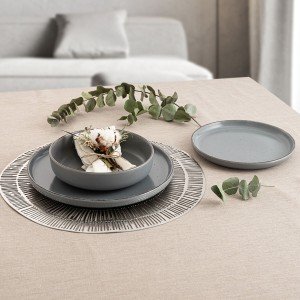 Tableware Quid Duna Grey Ceramic 12 Pieces |  Plates, platters and ...