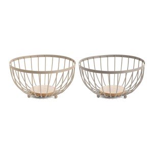 Obstschale Home ESPRIT Beige Rosa Metall Kautschukholz 25 x 25 x 13...