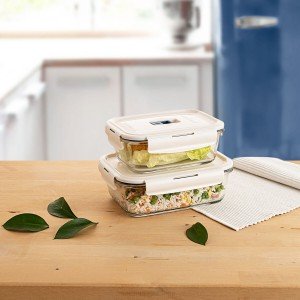 Hermetic Lunch Box Luminarc Baltic Cream Glass 1,22 L (6 Units) |  ...