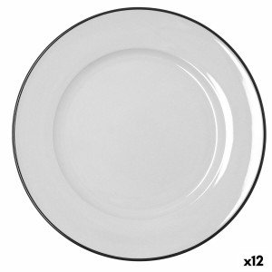 Flacher Teller Bidasoa Glacial Filo Weiß aus Keramik Ø 30 cm (12 St...