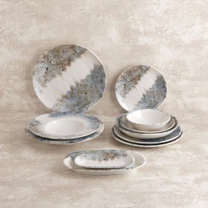 Flat Plate Bidasoa Polaris Hydrozero Beige Ceramic Ø 25 cm (6 Units...