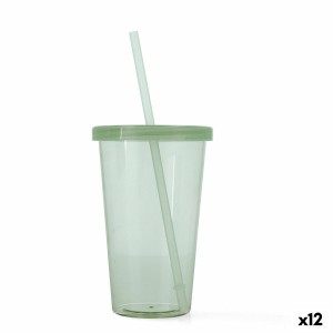 Verre avec Paille Quid Quidate Vert Plastique 475 ml (12 Unités) | ...