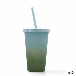Cup with Straw Quid Quidate Green Plastic 475 ml (12 Units) |  Glas...