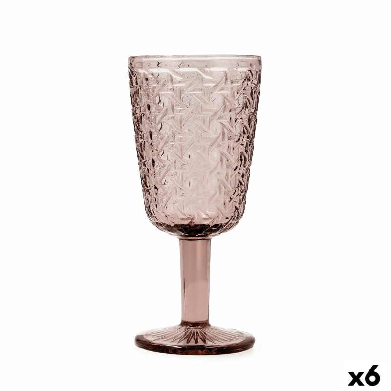 Wineglass Bidasoa Agata Pink Glass 285 ml (6 Units) |  Glasses, cup...