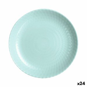 Flat plate Luminarc Pampille Turquoise Glass (25 cm) (24 Units) |  ...